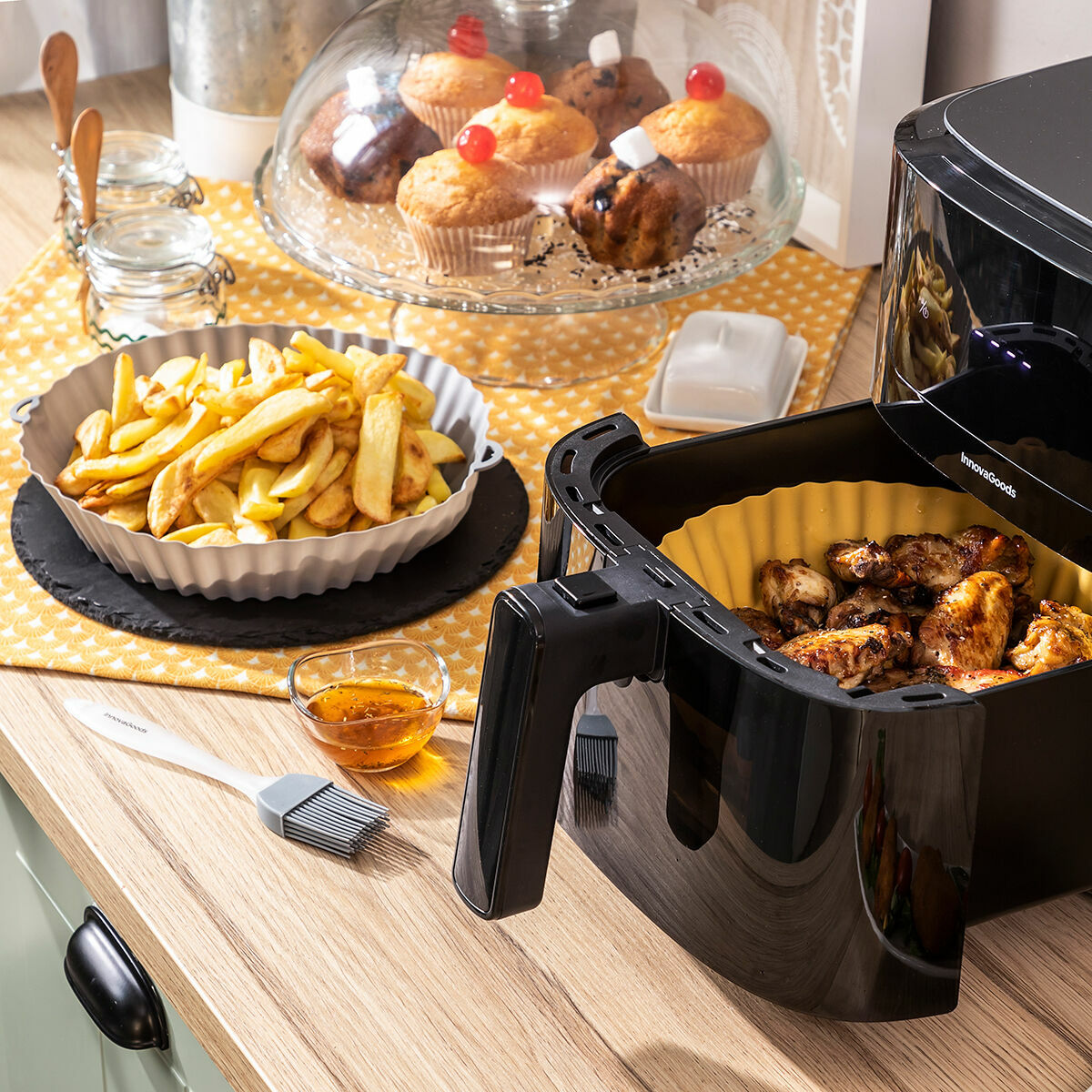 Silikonkorgar med borste för Airfryers Mollicon InnovaGoods 2 enheter